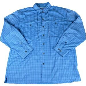 Magellan Outdoors Fishing Shirt Mens Large Blue Plaid MagWick Angler Fit Vented